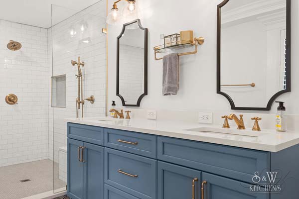 bathroom remodel featuring a blue vanity in tampa fl 01