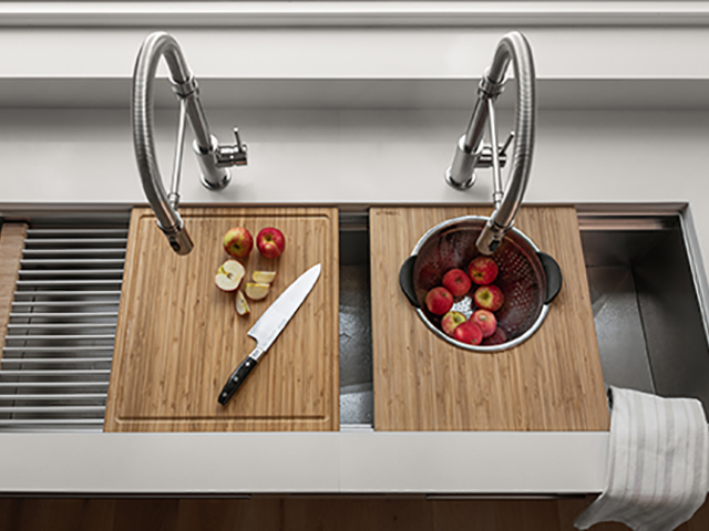 workstation sink for custom kitchen remodel