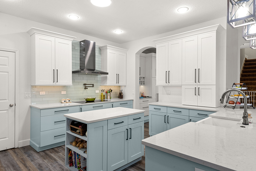 light blue and white two tone kitchen in longwood fl 