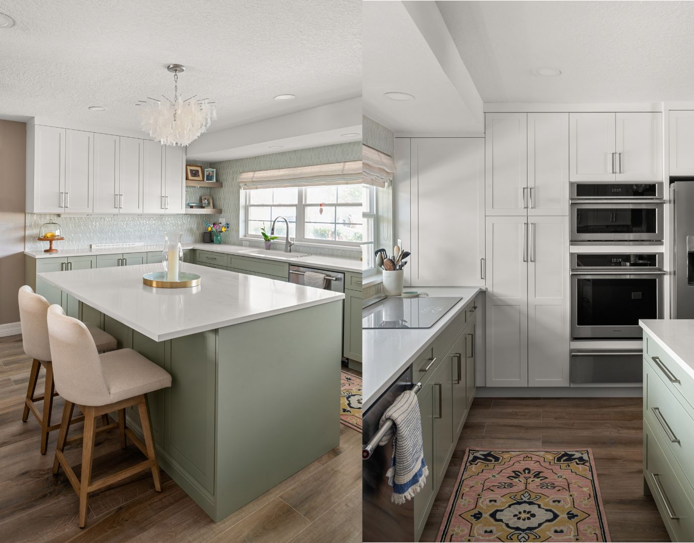kitchen remodel with green cabinets in winter park fl 