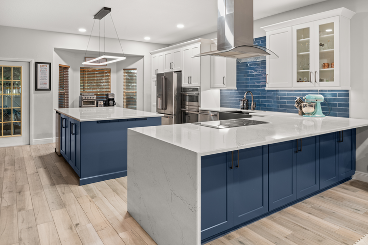 seminole county kitchen remodel with blue accents