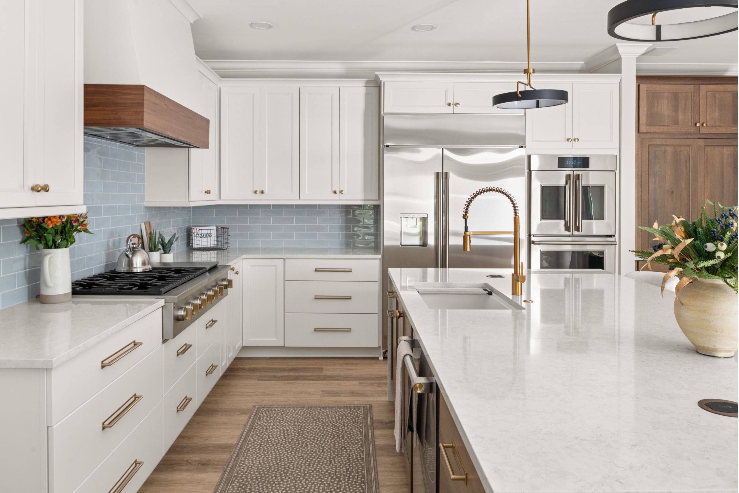 s-w-kitchens-blue-backsplash-remodel-tampa S&W Kitchens Tampa Remodel with white cabinets and blue backsplash