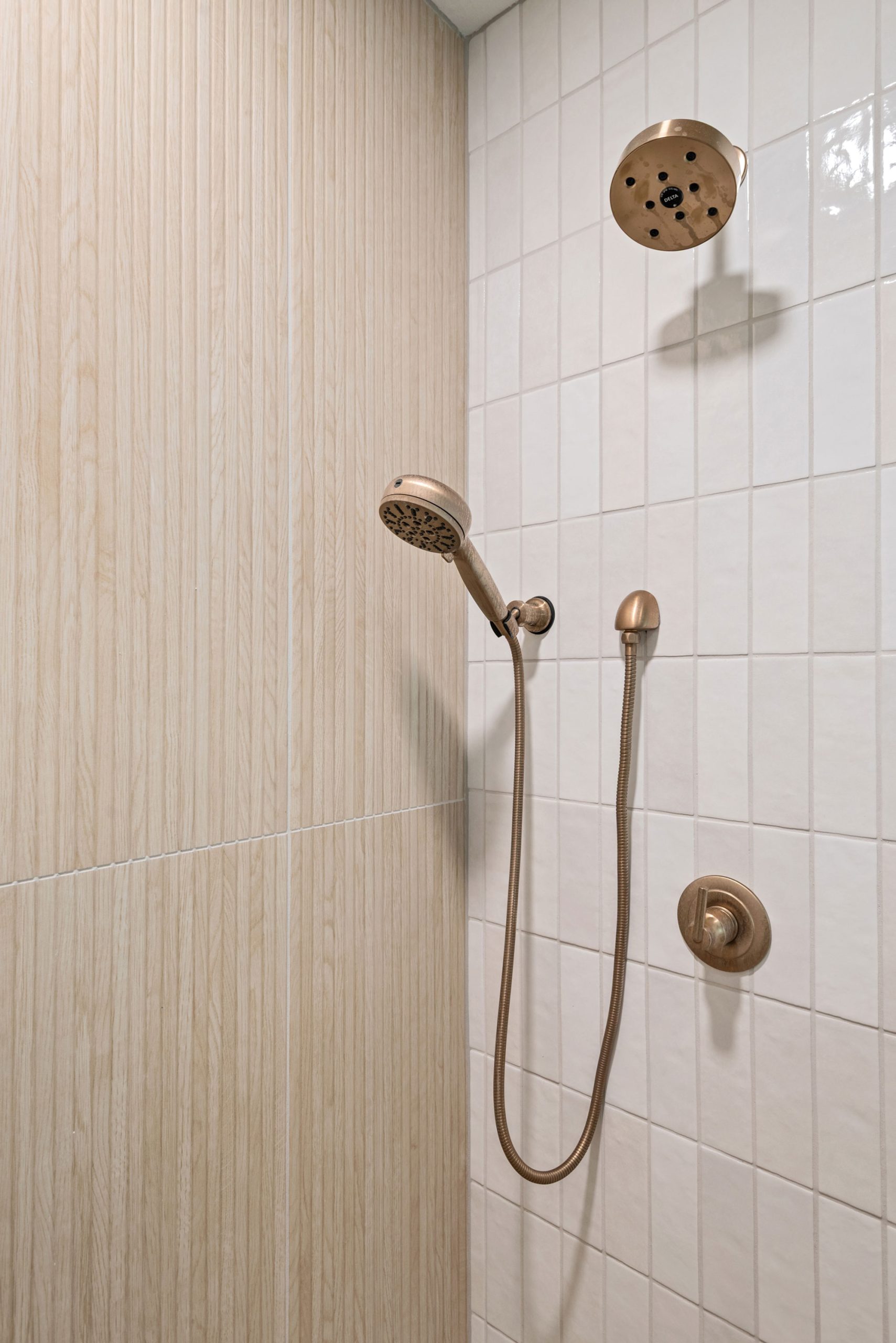 Gulf Way Tampa bath remodel close up of shower hardware