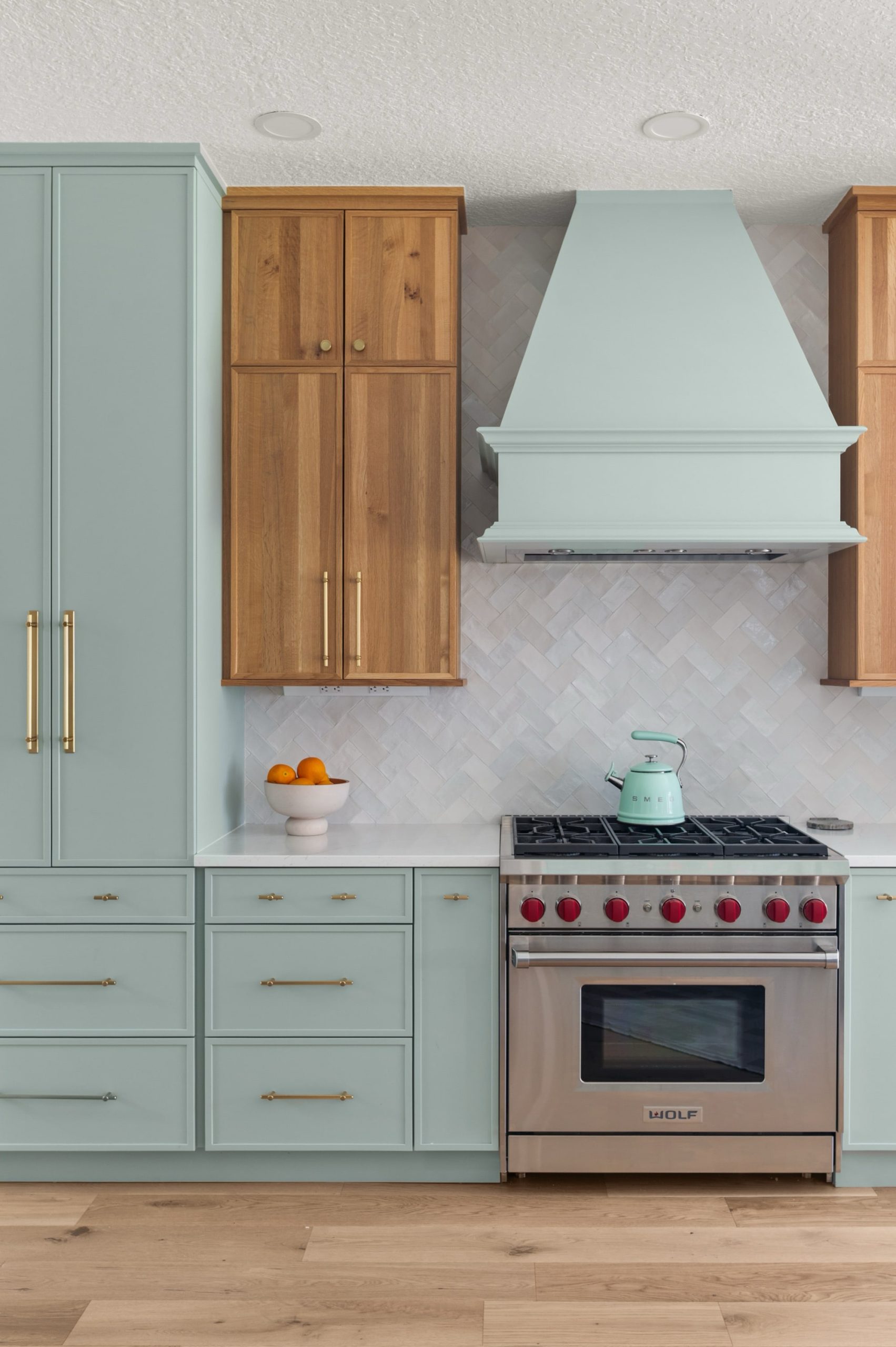 Amelia Pond Drive two-tone kitchen remodel range, pantry